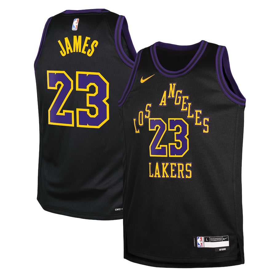 Lebron James 23 Los Angeles Lakers 2023/24 City Edition Swingman Youth Jersey - Black