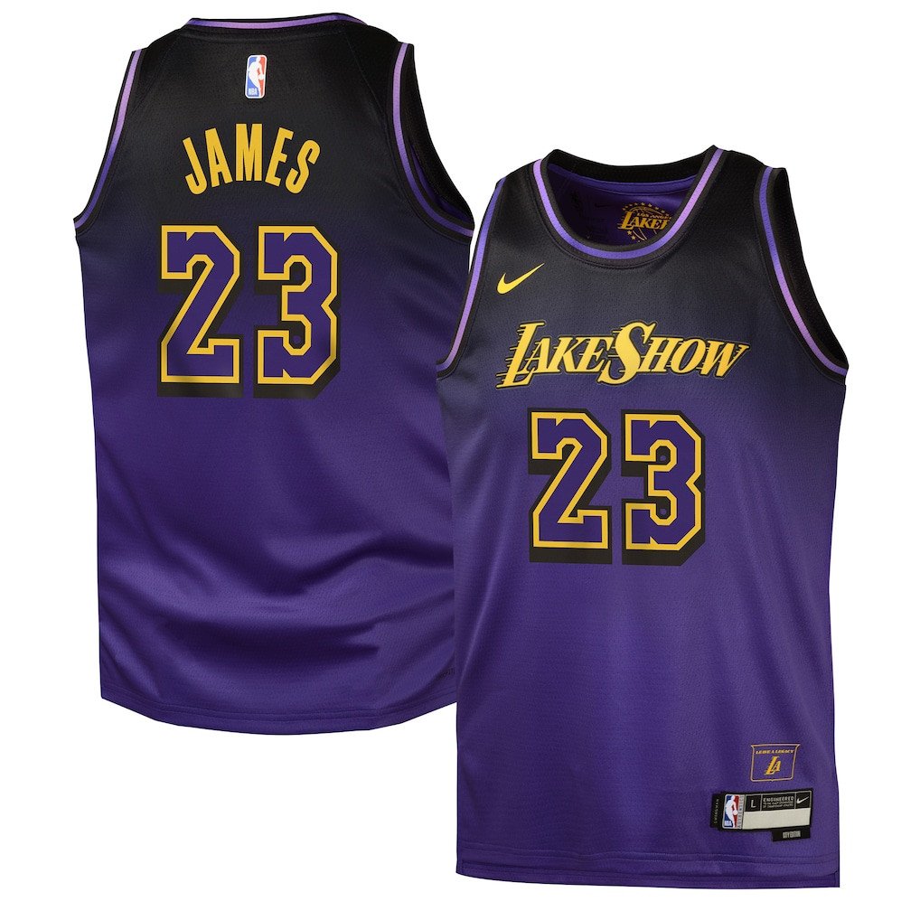 Lebron James 23 Los Angeles Lakers 2024/25 Swingman Player Youth Jersey - City Edition - Purple