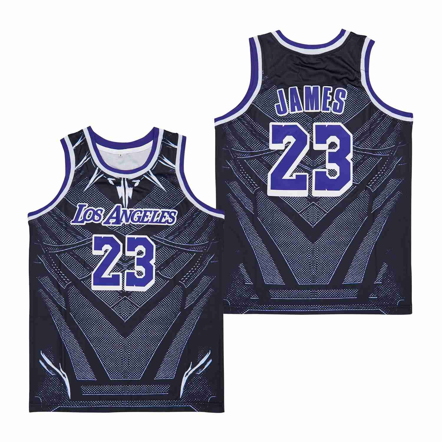 Lebron James 23 Los Angeles Lakers Black Panther Pattern Swingman Jersey - Black