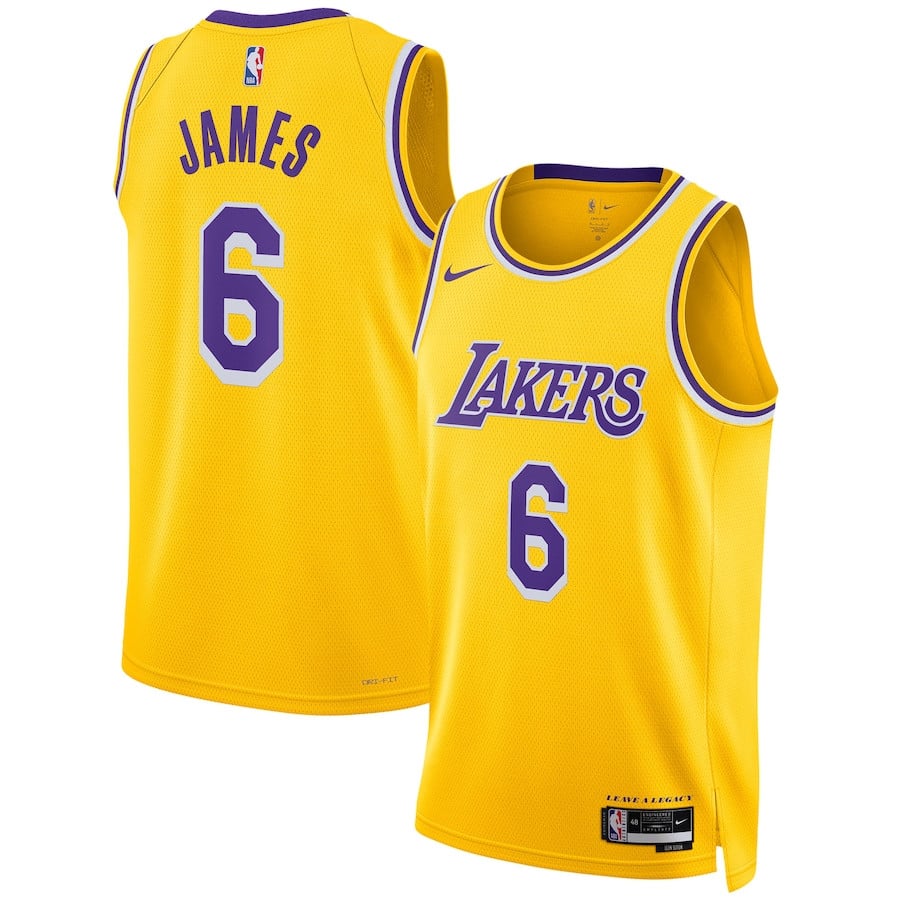 Lebron James 6 Los Angeles Lakers Unisex Swingman Jersey - Icon Edition - Gold