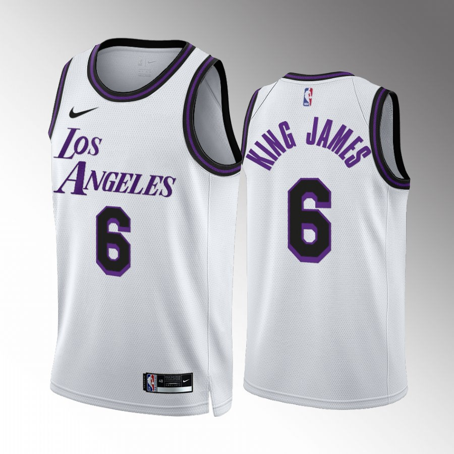 Lebron James King James 6 Los Angeles Lakers White Jersey City