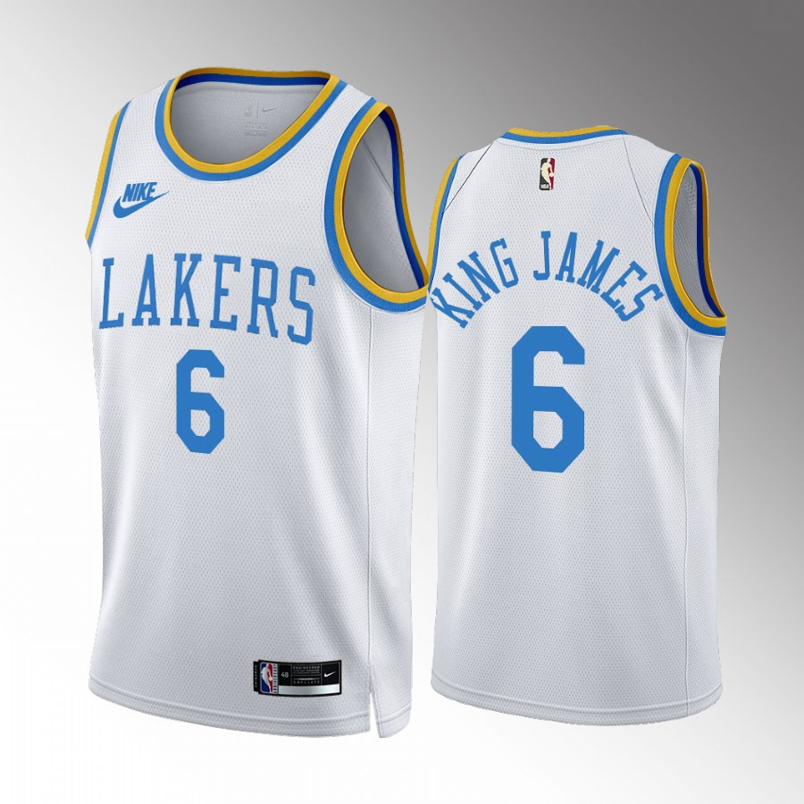 Lebron James King James 6 Los Angeles Lakers White Jersey Classic