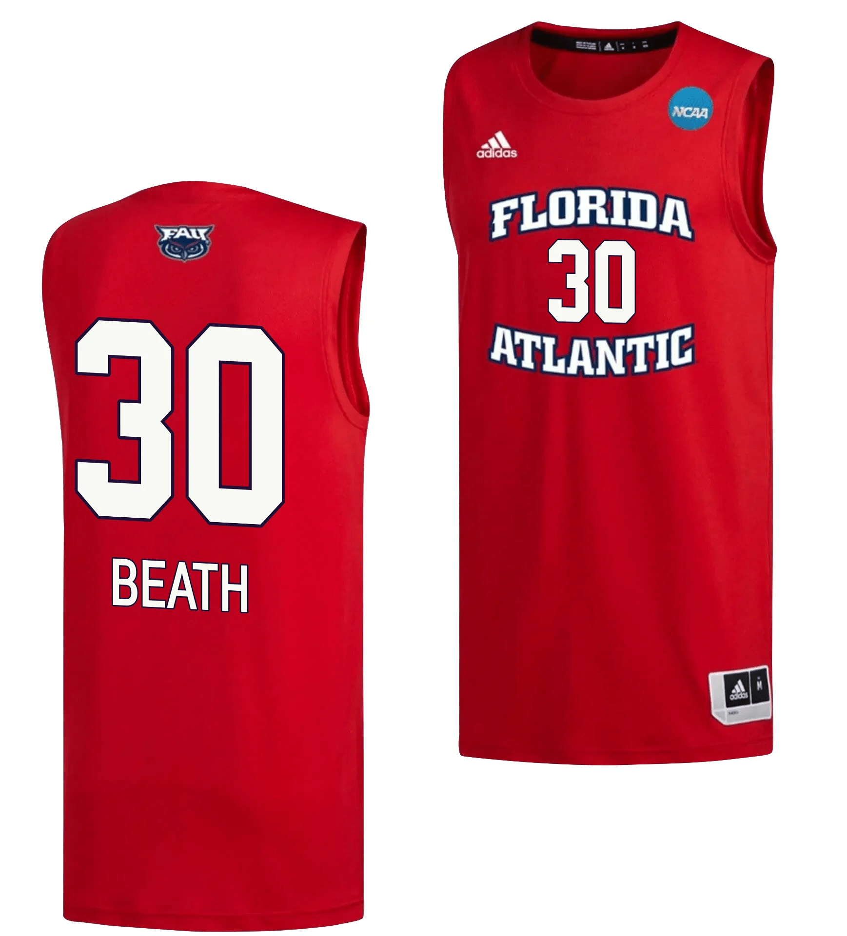 Leo Beath 30 Fau Owls 2023 March Madness Basketball Men Jersey- Red
