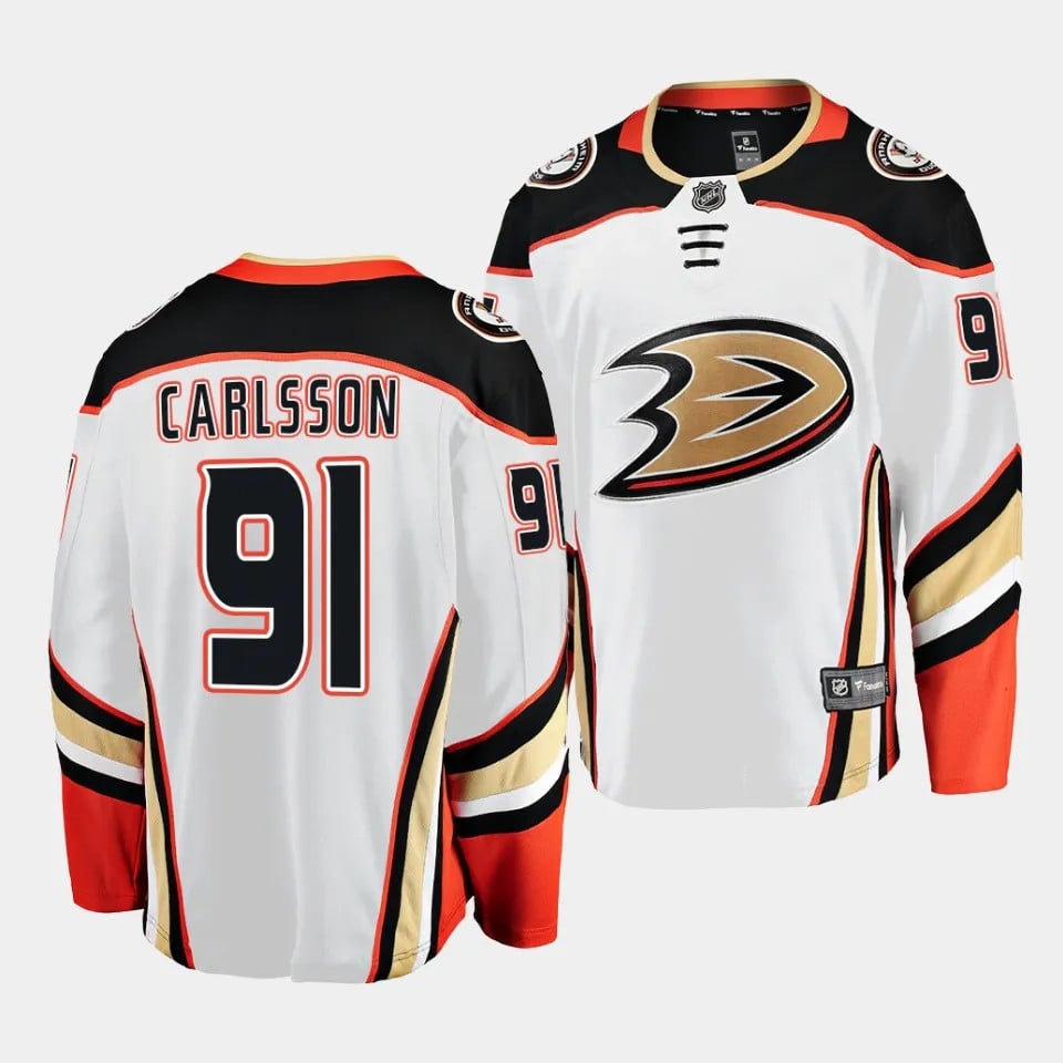 Leo Carlsson #91 Anaheim Ducks 2023 Draft Away Men Jersey - White
