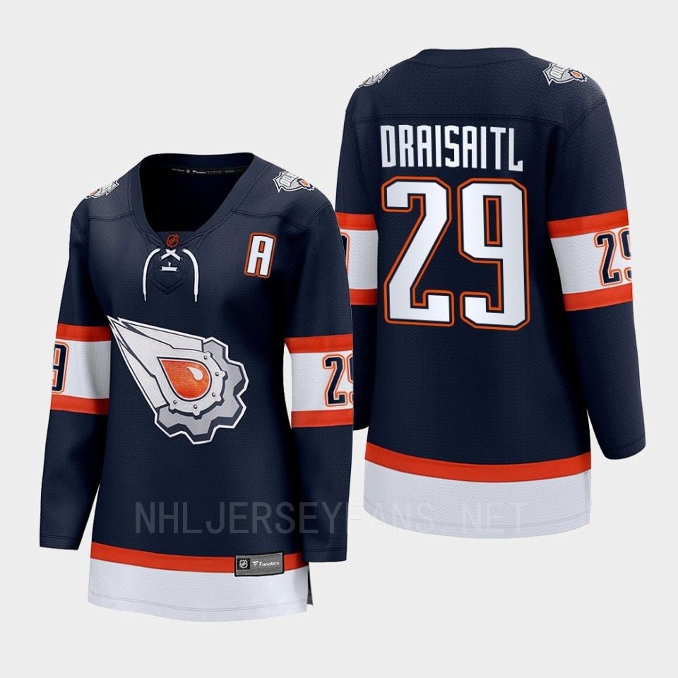 Leon Draisaitl 29 Edmonton Oilers 2022 Special Edition 2.0 Women Breakaway Player Retro Jersey Navy
