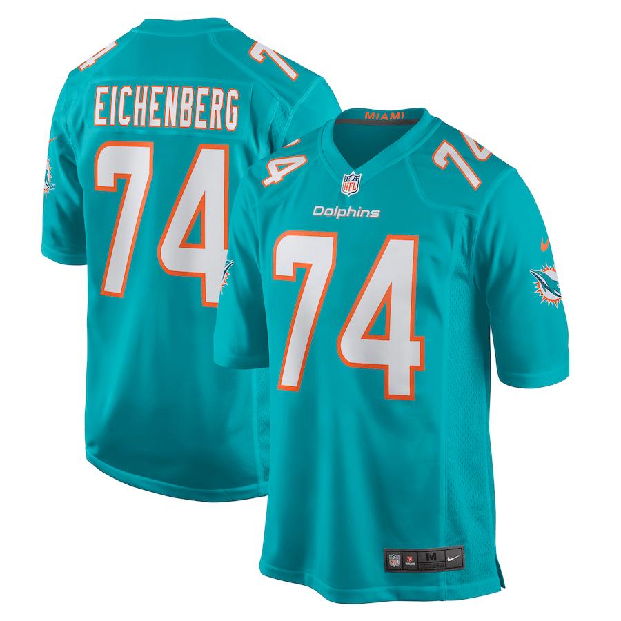 Liam Eichenberg 74 Miami Dolphins Men Game Jersey - Aqua Js4676
