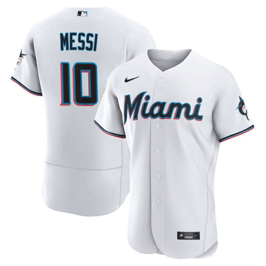 Lionel Messi Miami Marlins Baseball Elite Jersey - Stitched Men Jersey - White