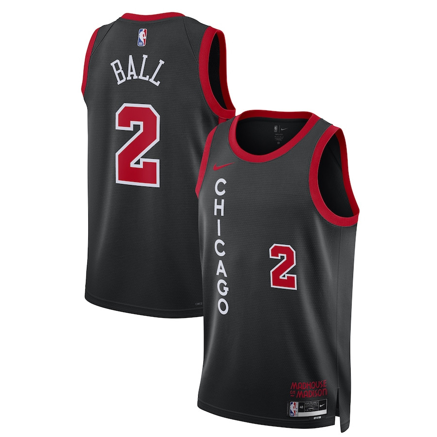 Lonzo Ball 2 Chicago Bulls Chicago Bulls 2023/24 Swingman Jersey - City Edition - Unisex Black