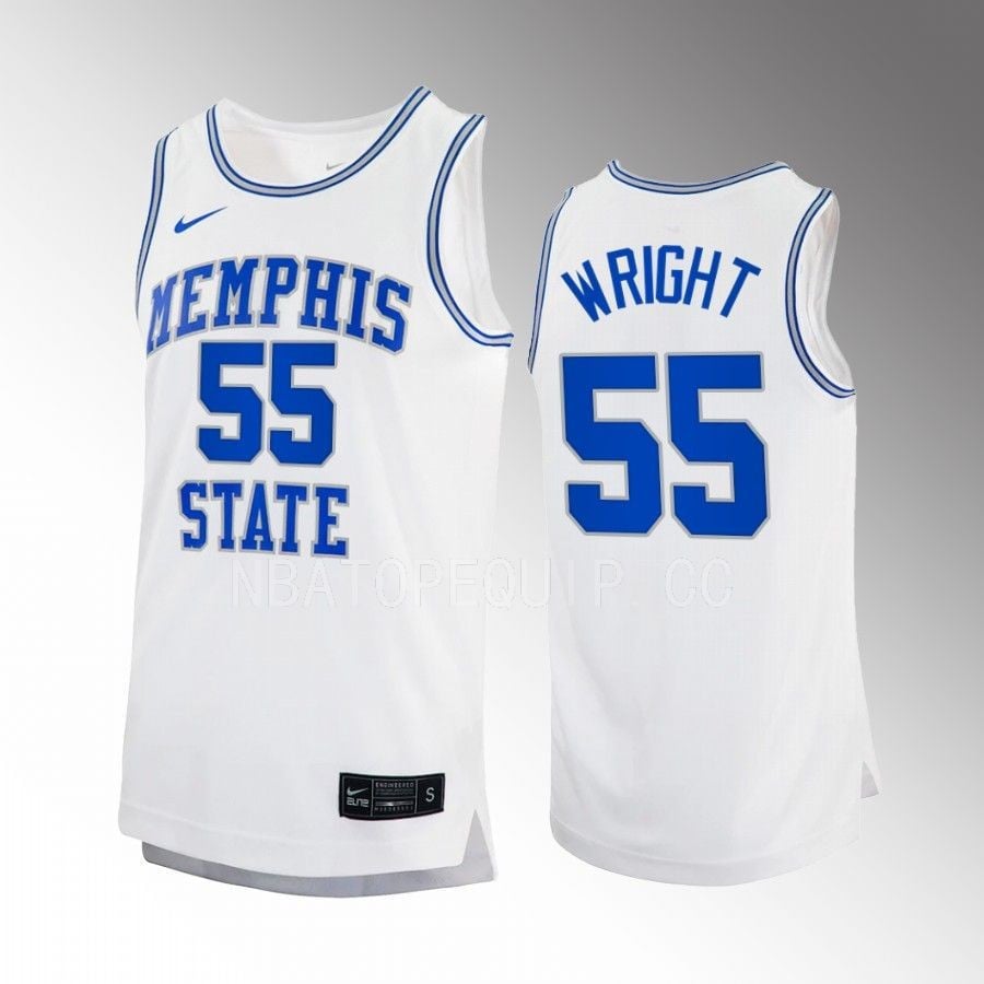 Lorenzen Wright 55 Memphis Tigers White Jersey Retired Number Retro Basketball