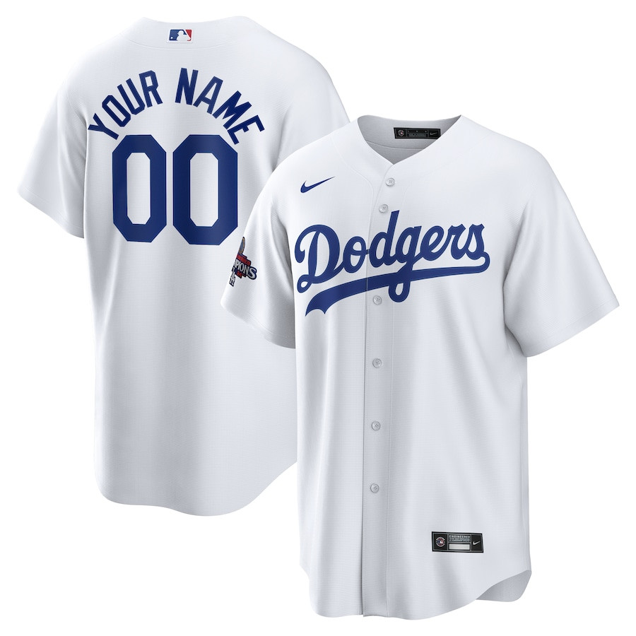 Los Angeles Dodgers 2024 World Series Champions Home Custom Men Jersey - White