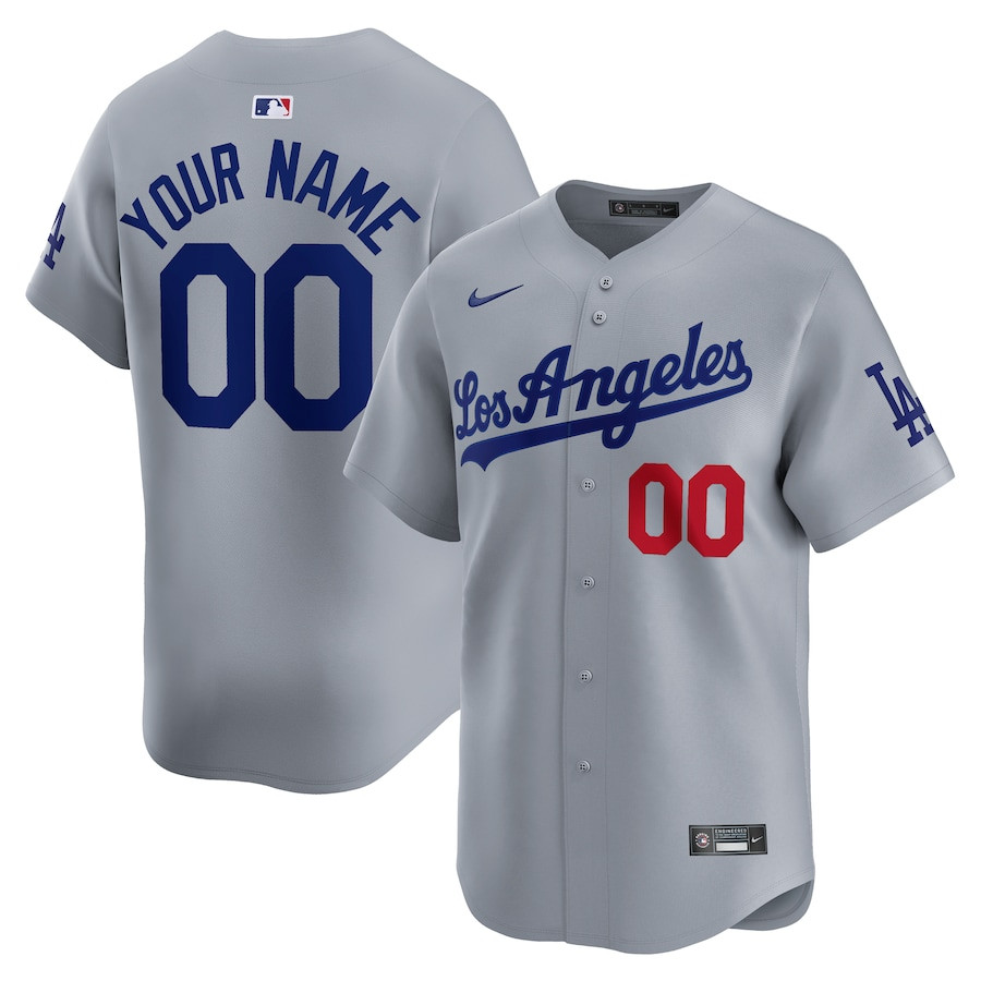 Los Angeles Dodgers Away Limited Custom Men Jersey - Gray