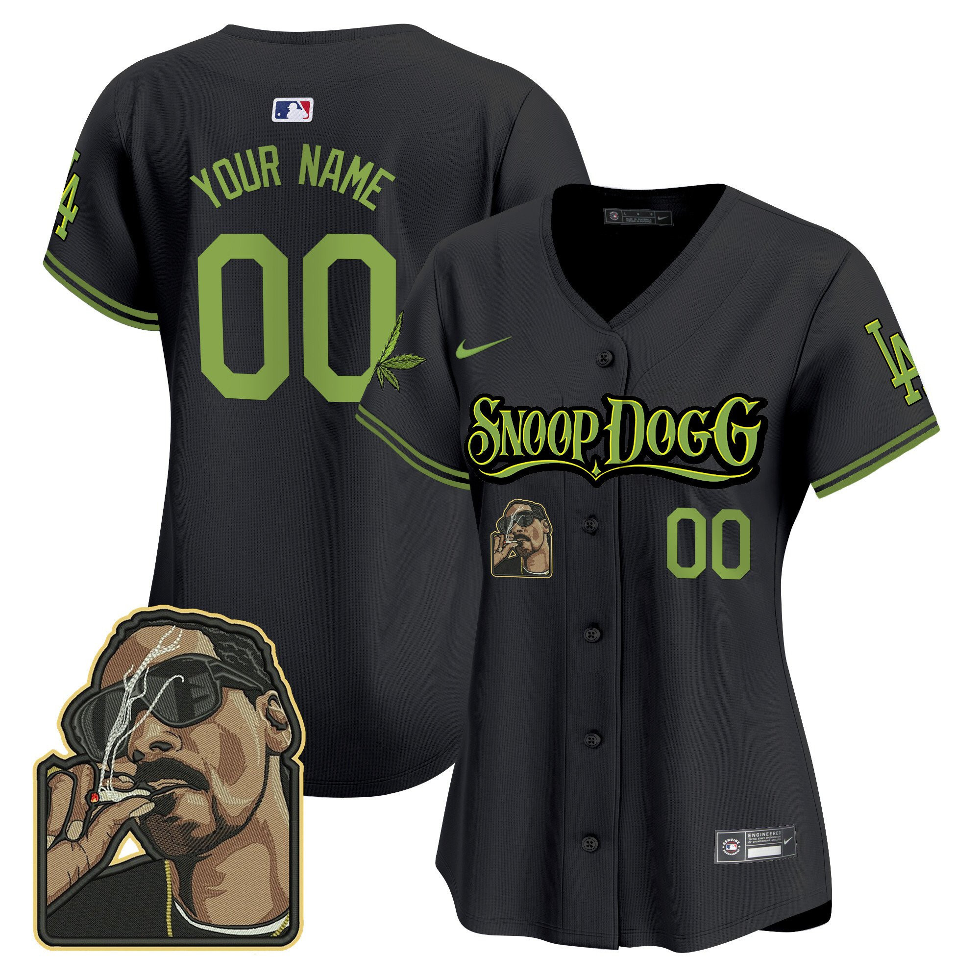 Los Angeles Dodgers Snoop Dogg Custom Women Jersey - Black