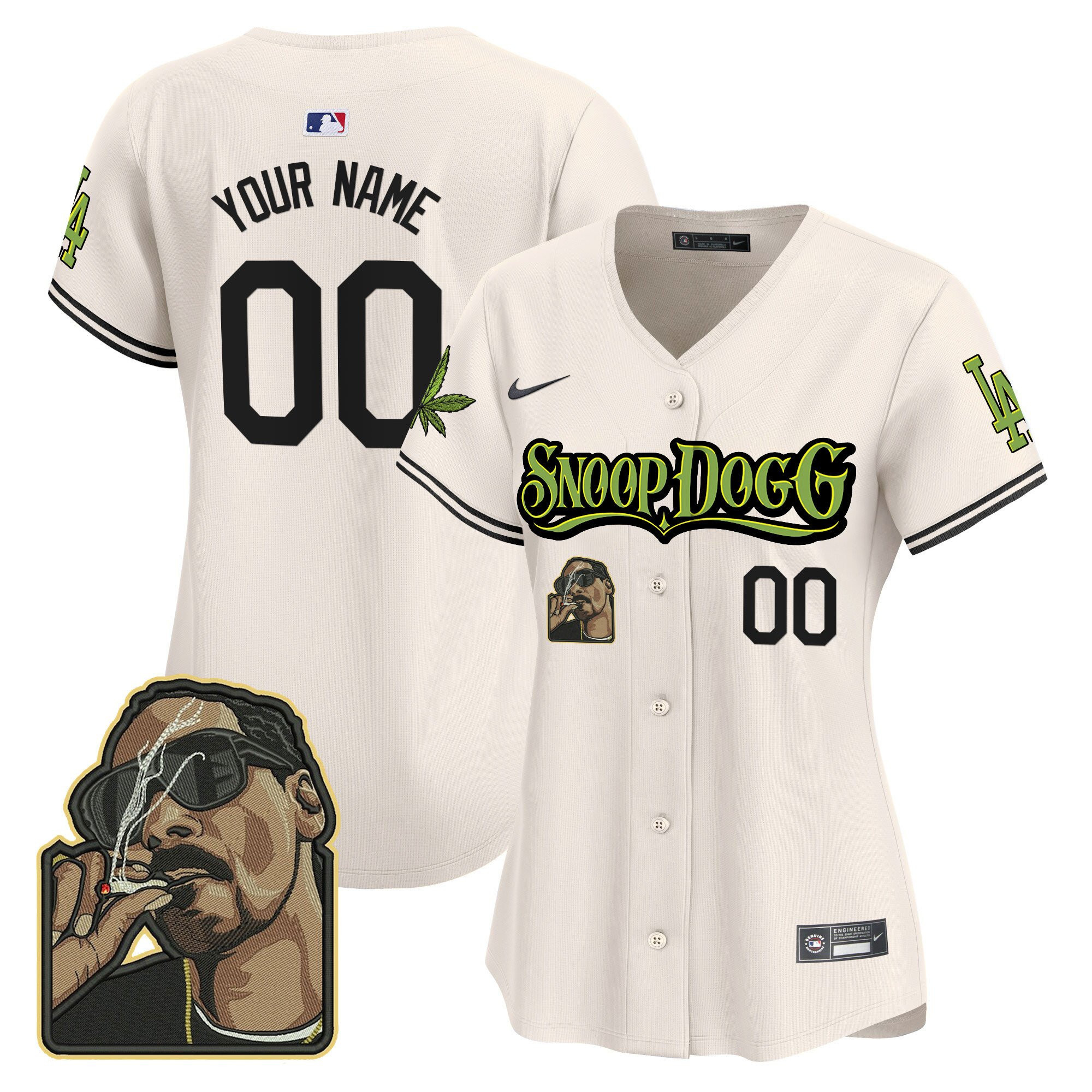 Los Angeles Dodgers Snoop Dogg Custom Women Jersey - Cream