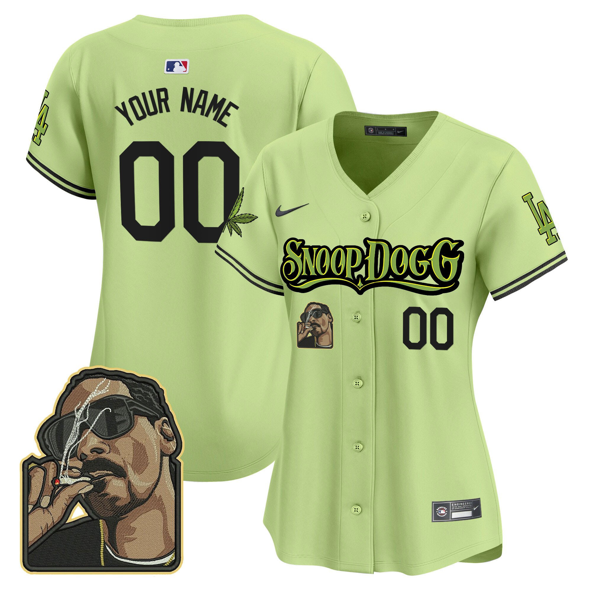 Los Angeles Dodgers Snoop Dogg Custom Women Jersey - Light Green