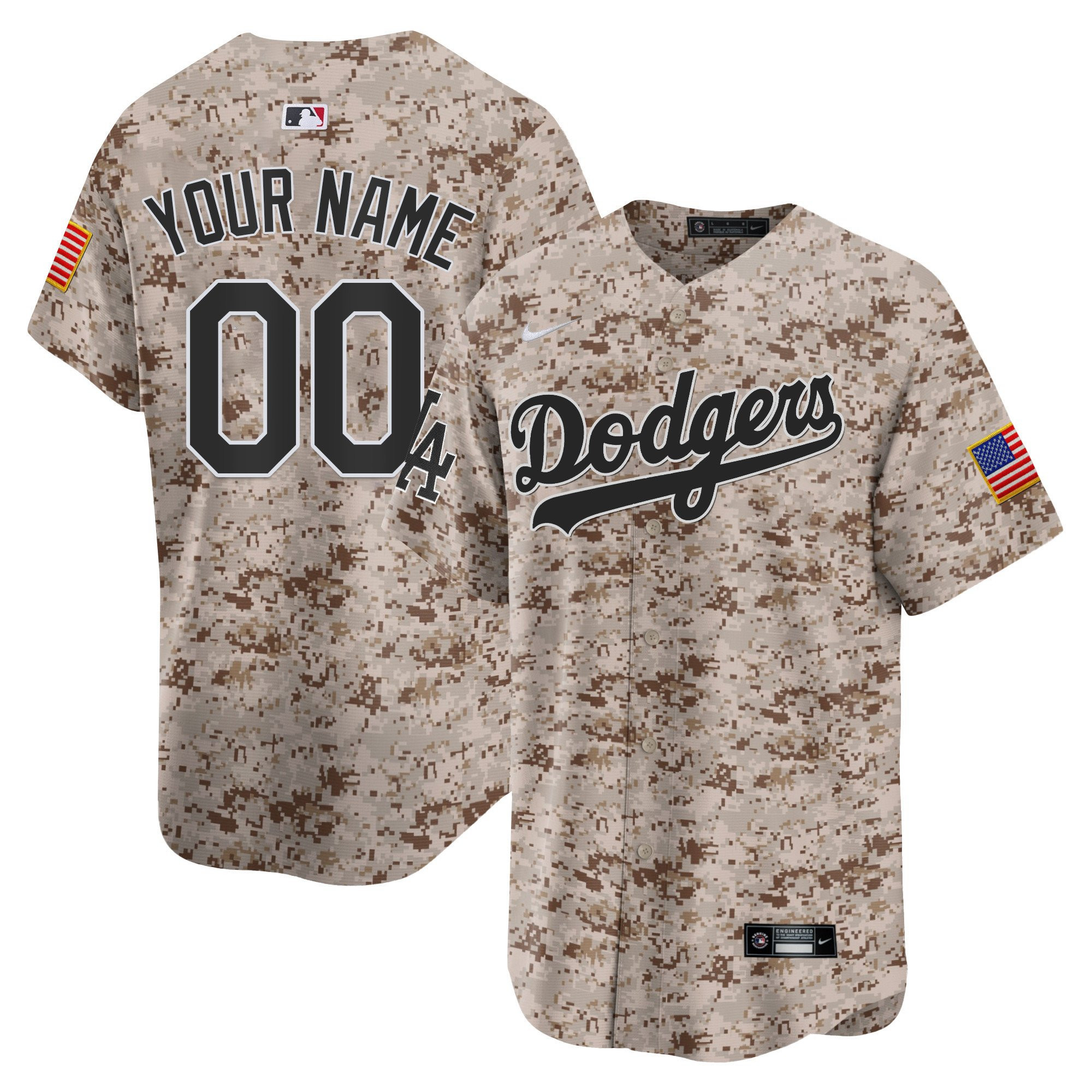 Los Angeles Dodgers Usmc Alternate Limited Custom Men Jersey - Desert