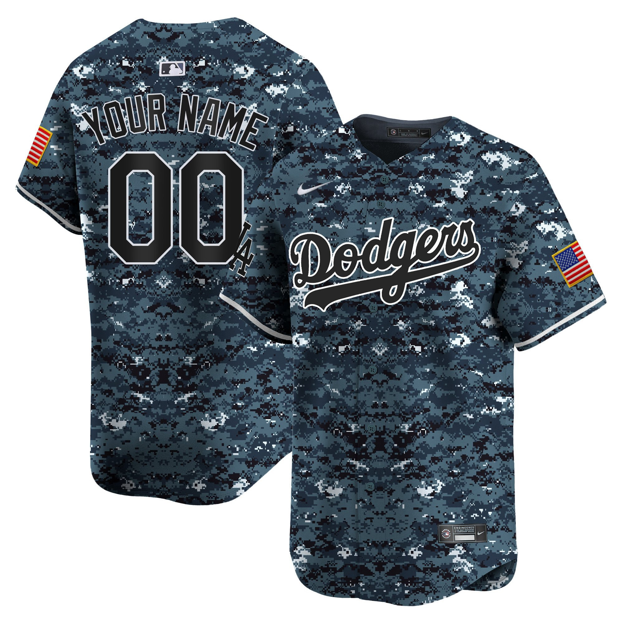 Los Angeles Dodgers Usmc Alternate Limited Custom Men Jersey - Navy