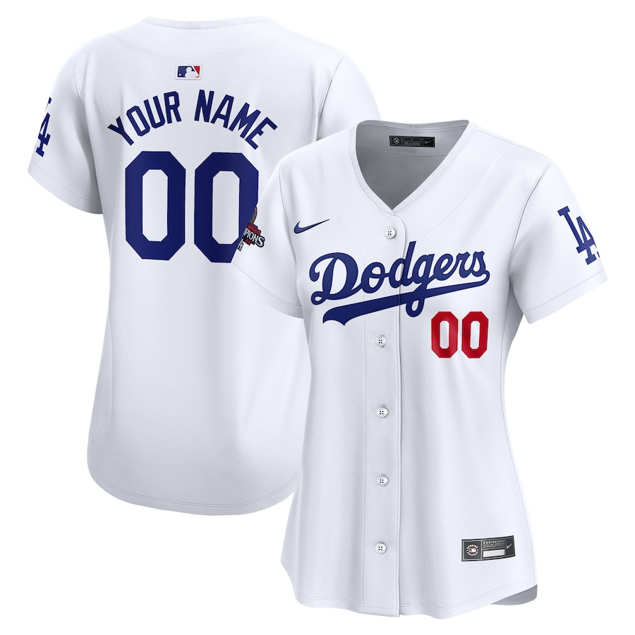 Los Angeles Dodgers Women's 2024 World Series Champions Home Custom Limited Jersey - White