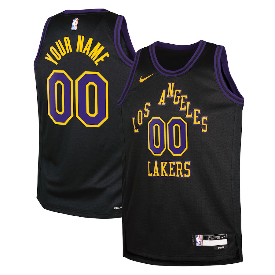 Los Angeles Lakers 2023/24 City Edition Swingman Custom Youth Jersey - Black