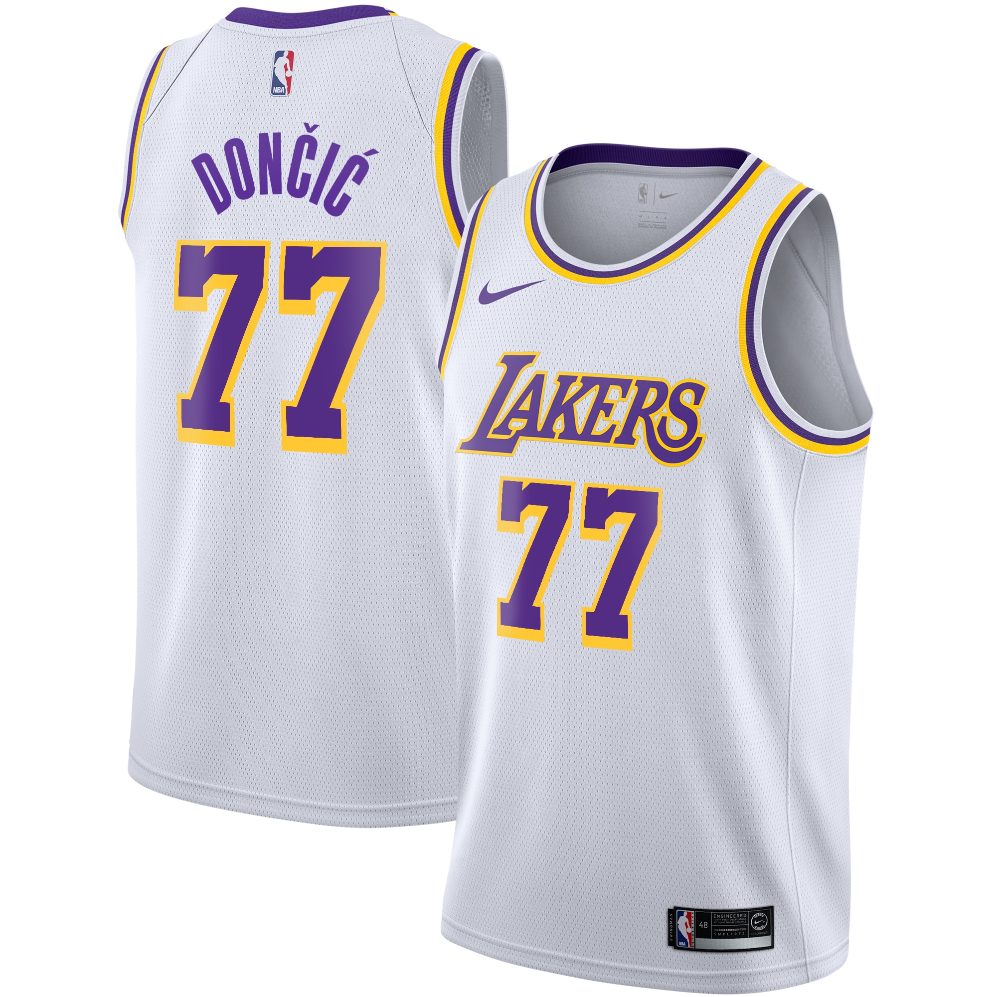 Los Angeles Lakers Association Edition Swingman Jersey - White - Luka Don?i? - Youth