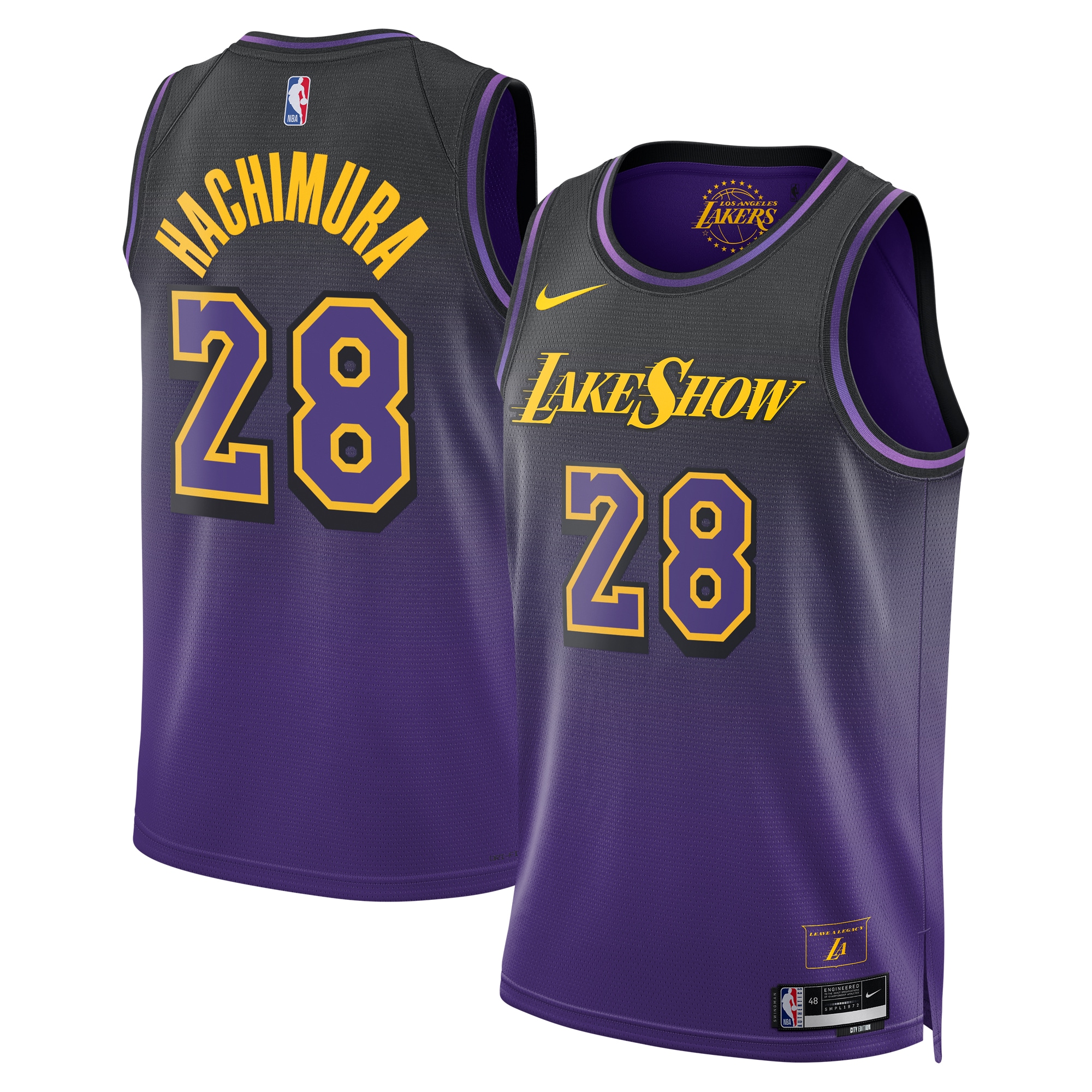 Los Angeles Lakers City Edition Swingman Jersey 2024 - Purple - Rui Hachimura - Unisex