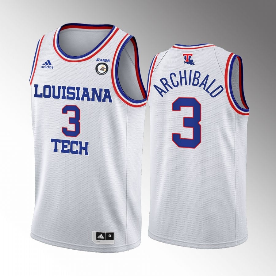 Louisiana Tech Bulldogs Amorie Archibald 3 Jersey College Basketball White Home Uniform