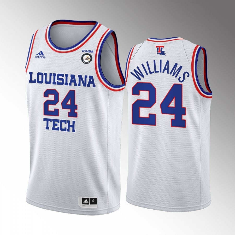 Louisiana Tech Bulldogs Cobe Williams 24 Jersey College Basketball White Home Uniform