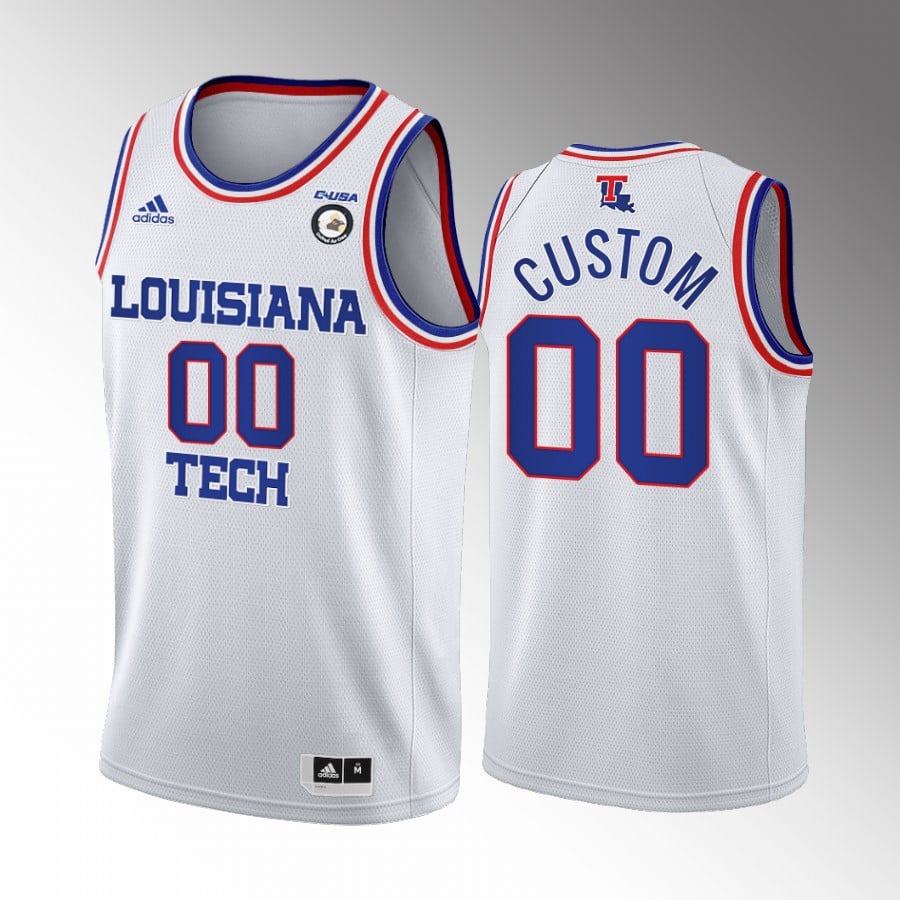 Louisiana Tech Bulldogs Custom 00 Jersey College Basketball White Home Uniform