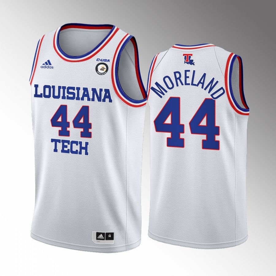 Louisiana Tech Bulldogs Jackie Moreland 44 Jersey College Basketball White Retired Number Uniform