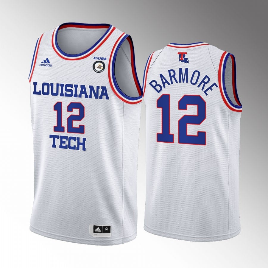 Louisiana Tech Bulldogs Leon Barmore 12 Jersey College Basketball White Retired Number Uniform