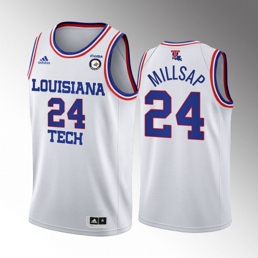 Louisiana Tech Bulldogs Paul Millsap 24 Jersey College Basketball White Home Uniform