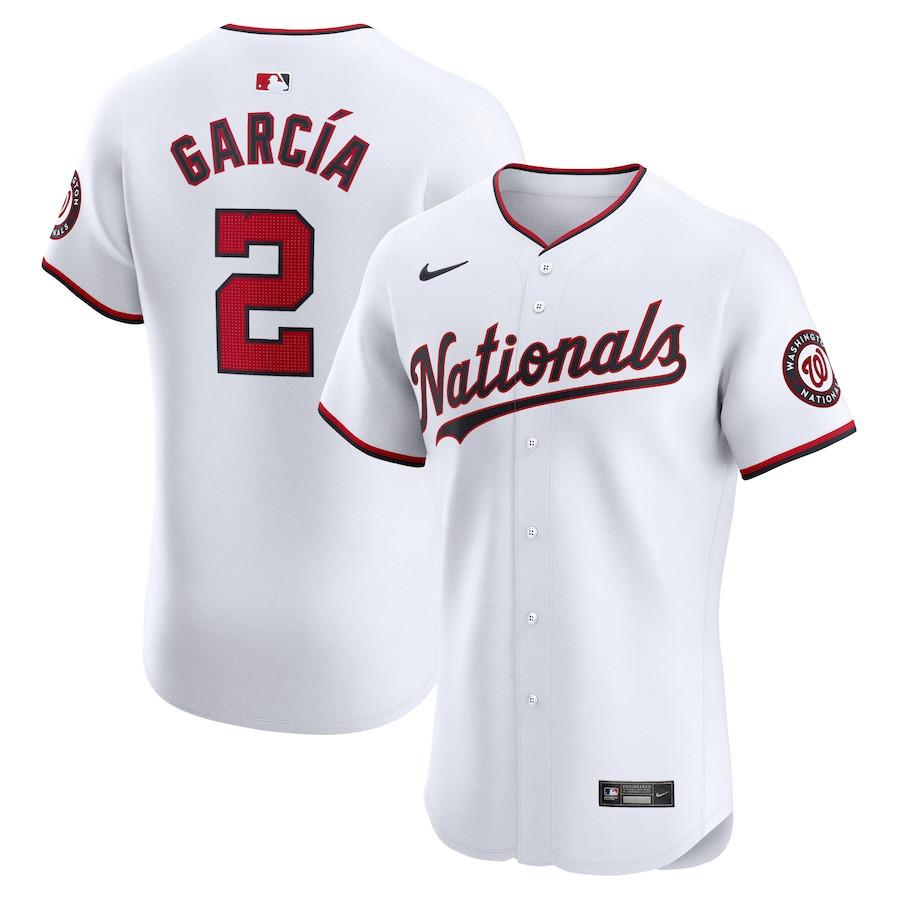 Luis Garcia 2 Washington Nationals Home Elite Player Men Jersey - White