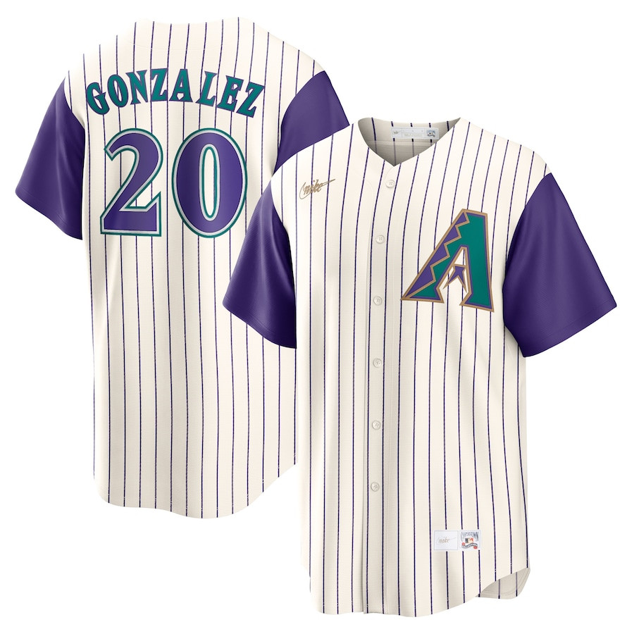 Luis Gonzalez 20 Arizona Diamondbacks Alternate Cooperstown Collection Men Jersey - Cream/purple