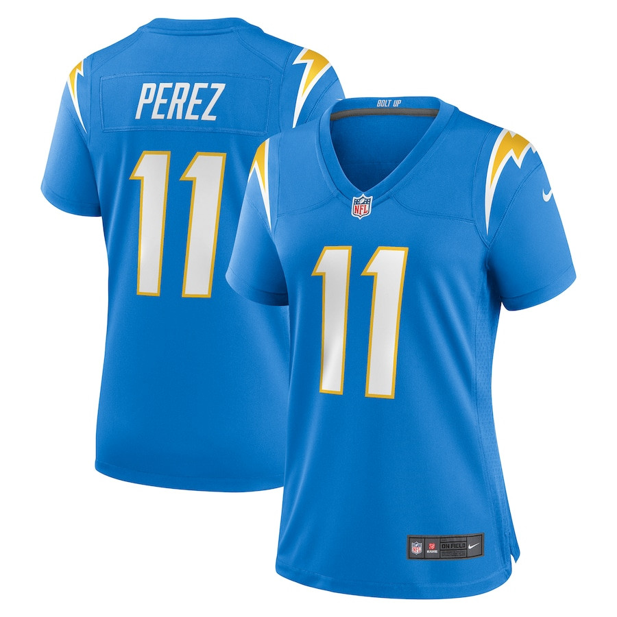 Luis Perez 11 Los Angeles Chargers Women's Team Game Jersey - Powder Blue Js3923