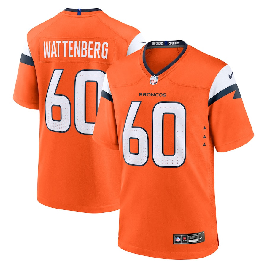 Luke Wattenberg 60 Denver Broncos Team Game Men Jersey - Orange Js6129
