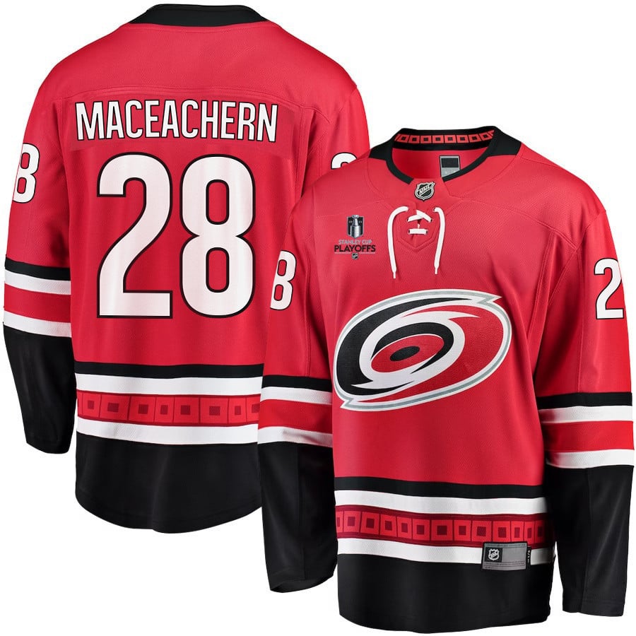 Mackenzie Maceachern 28 Carolina Hurricanes Stanley Cup 2023 Playoffs Patch Home Breakaway Men Jersey - Red
