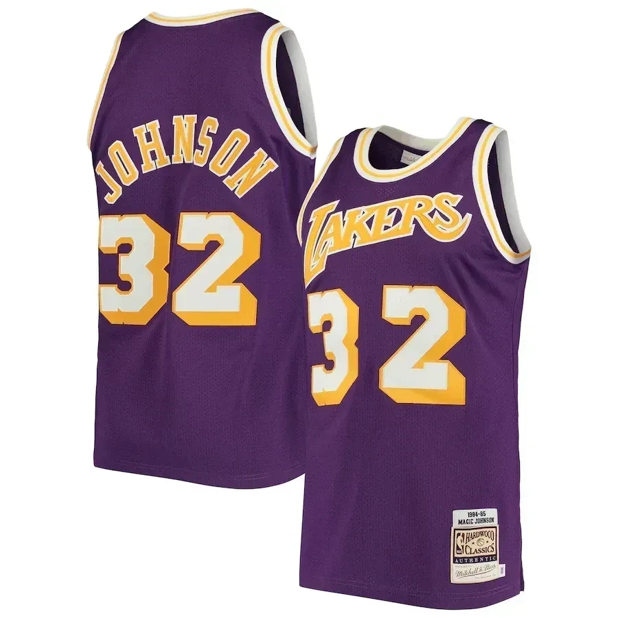 Magic Johnson Los Angeles Lakers Mitchell & Ness 1984 Hardwood Classics Jersey - Purple