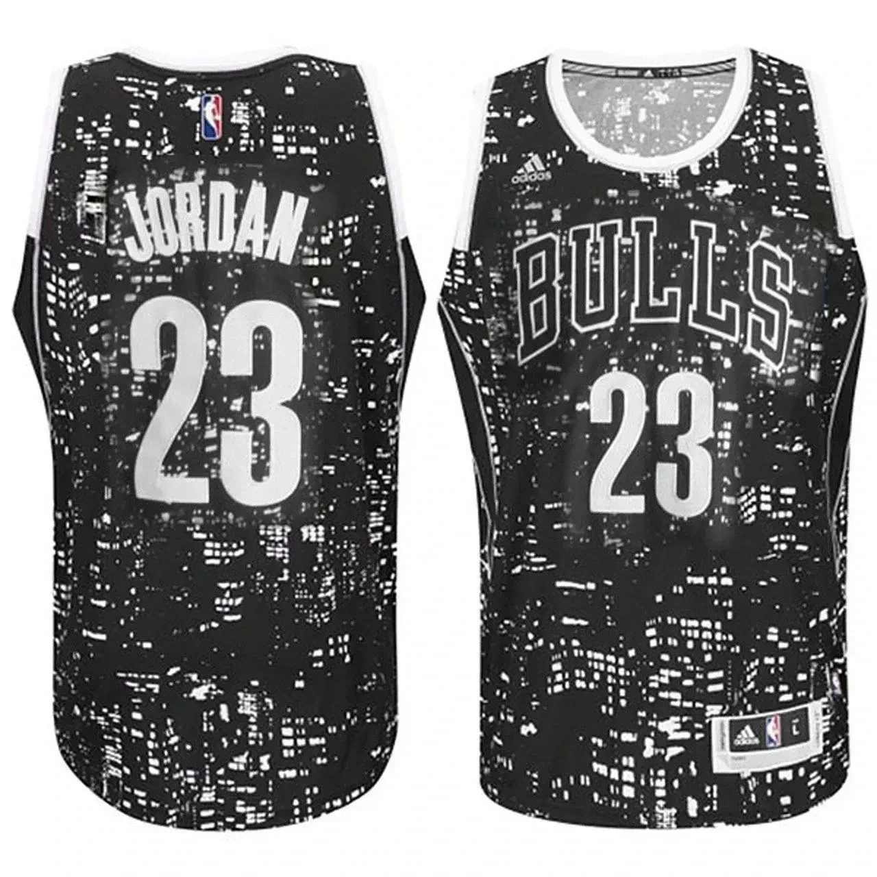 Male Chicago Bulls 23 Michael Jordan City Lights Black Swingman Jersey