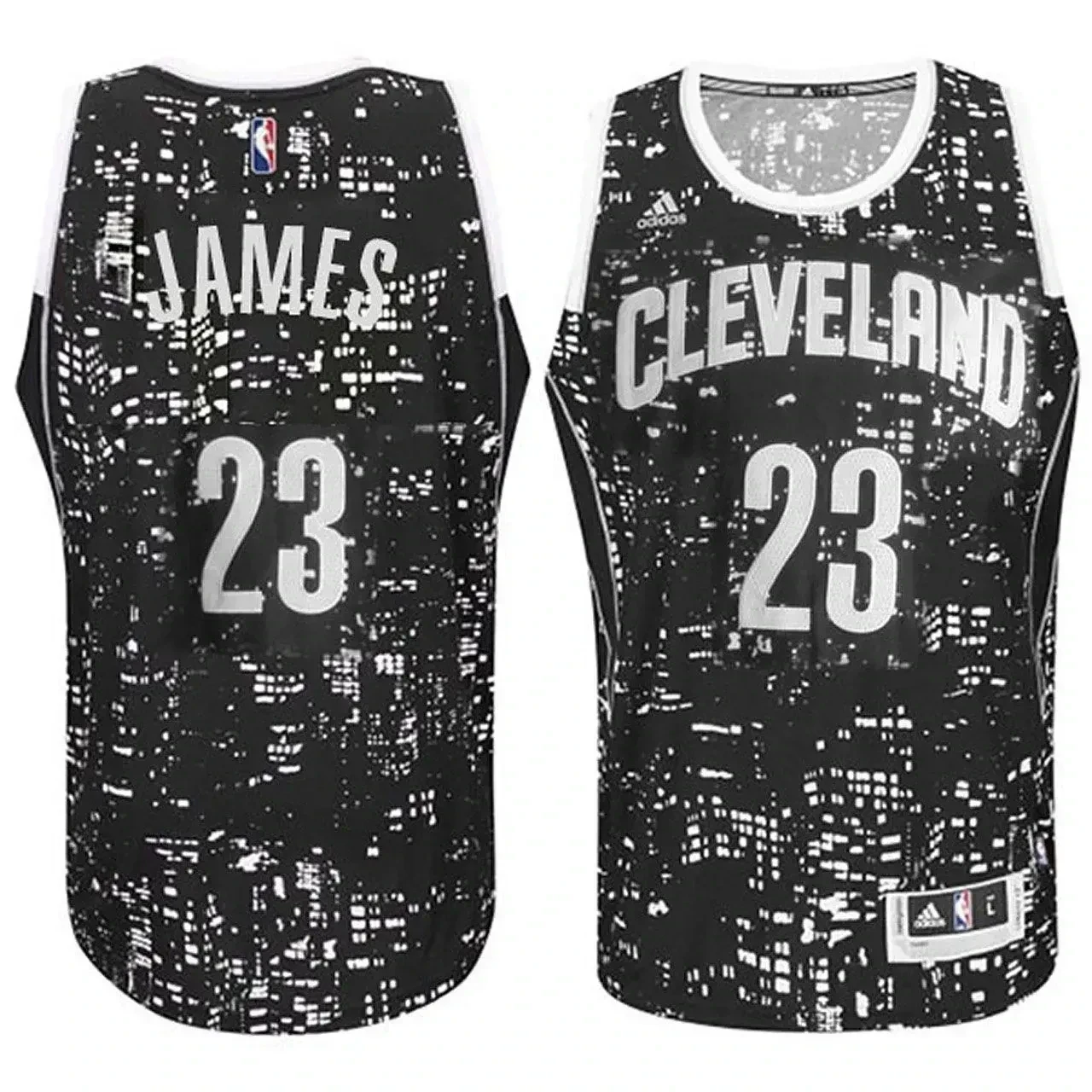 Male Cleveland Cavaliers 23 Lebron James City Lights Black Swingman Jersey