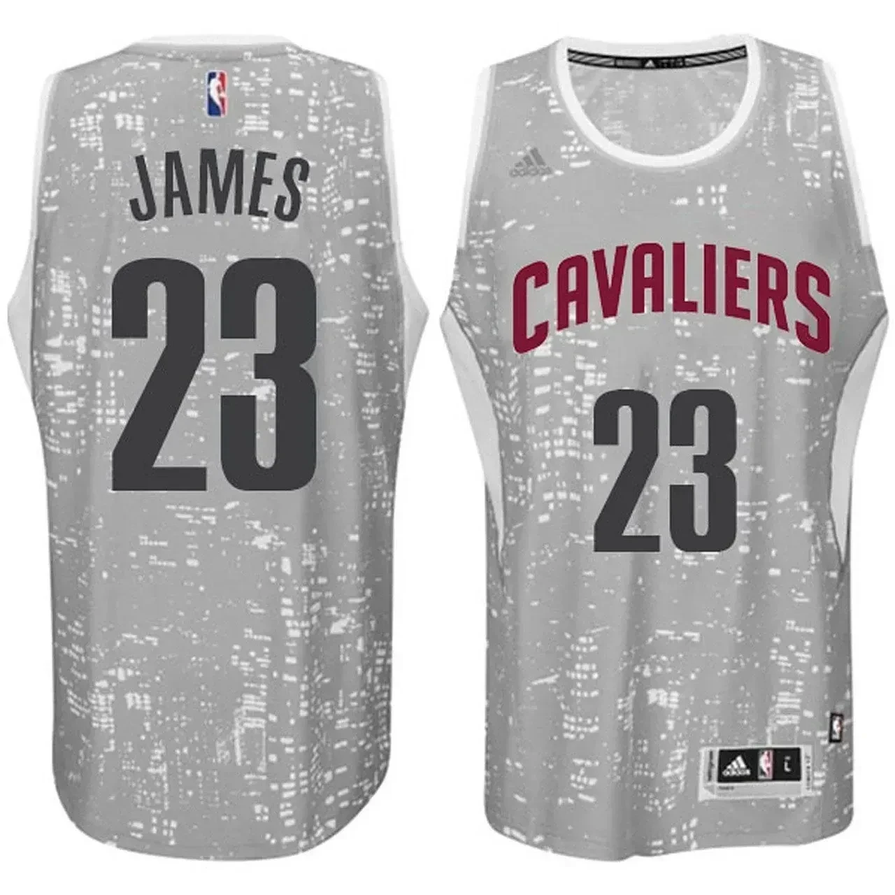 Male Cleveland Cavaliers 23 Lebron James City Lights Gray Swingman Jersey