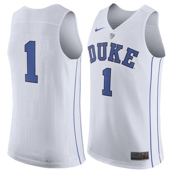 Male Duke Blue Devils 1 White Basketball Jersey