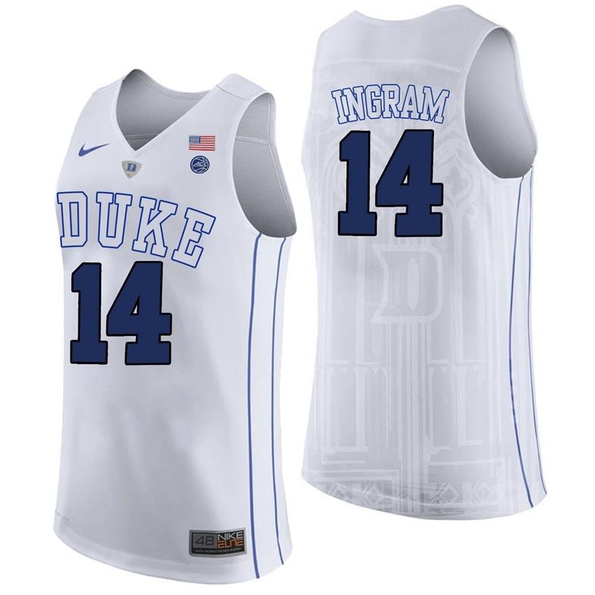 Male Duke Blue Devils 14 Brandon Ingram White College Basketball Player Performance Jersey