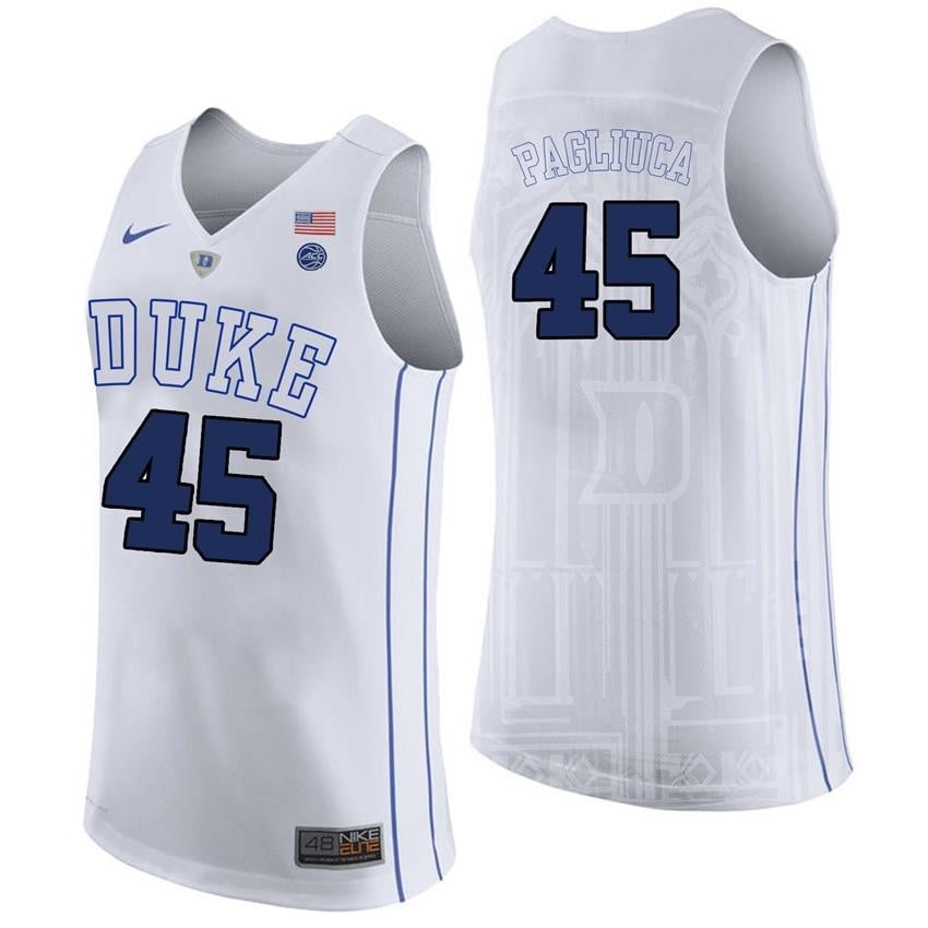 Male Duke Blue Devils 45 Nick Pagliuca White College Basketball Player Performance Jersey