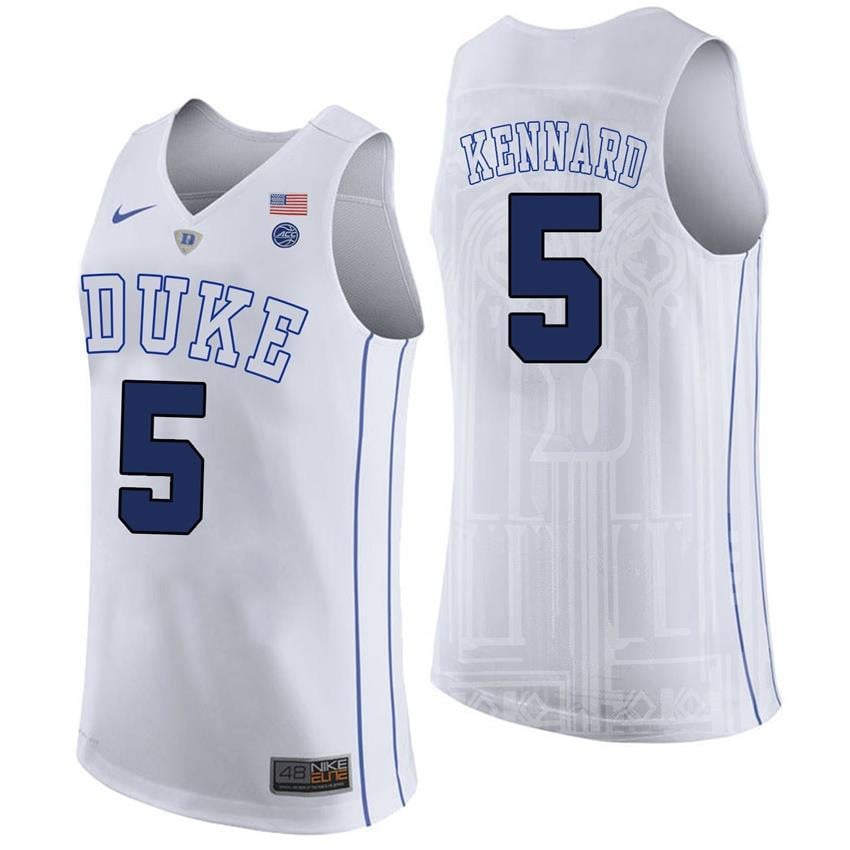 Male Duke Blue Devils 5 Luke Kennard White College Basketball Player Performance Jersey