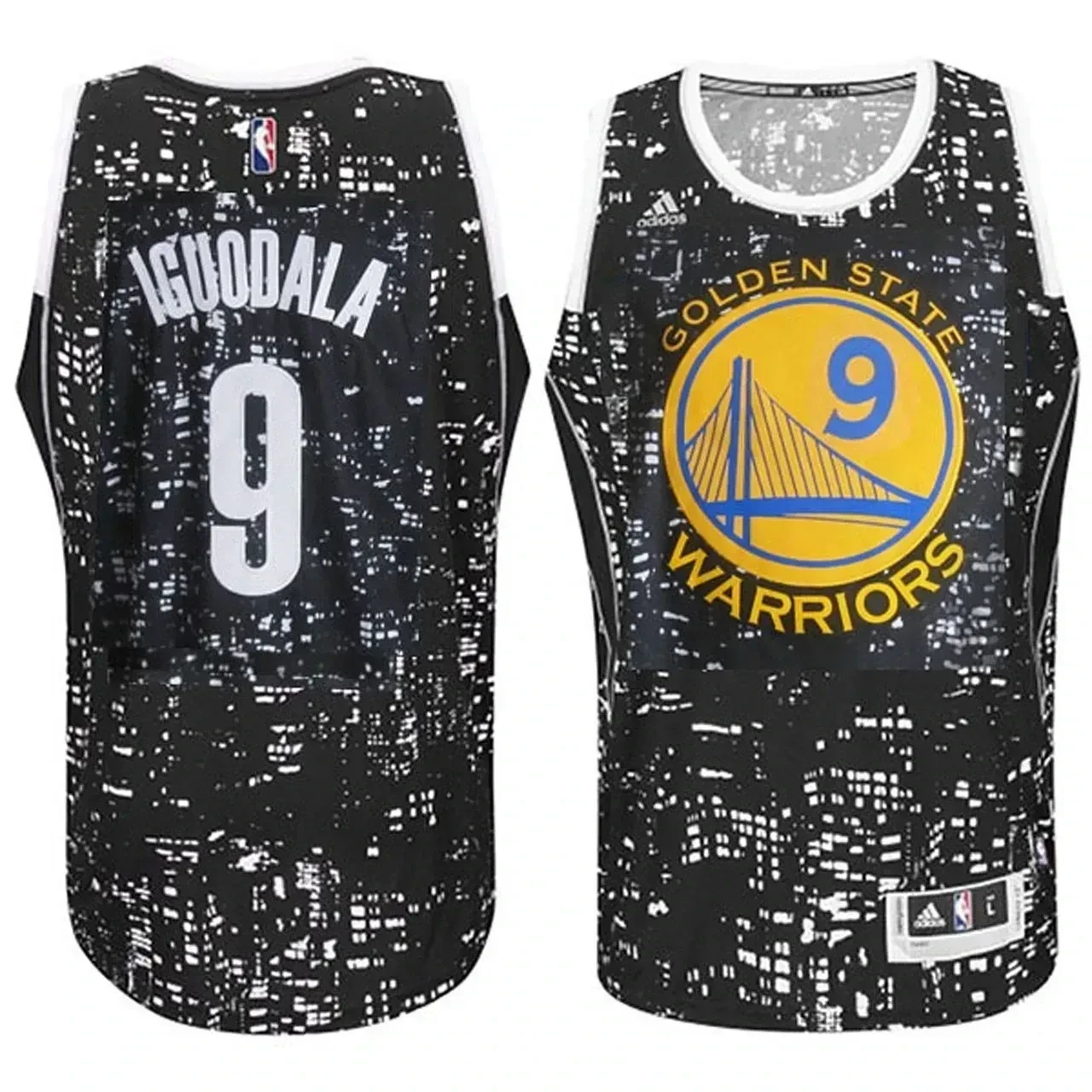 Male Golden State Warriors 9 Andre Iguodala City Lights Black Swingman Jersey