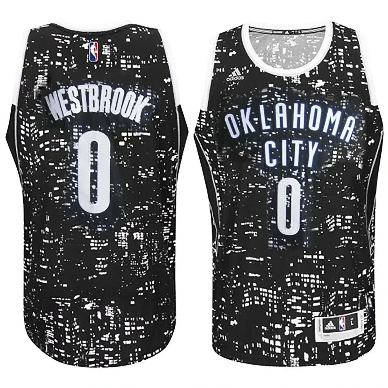 Male Oklahoma City Thunder 0 Russell Westbrook City Lights Black Swingman Jersey