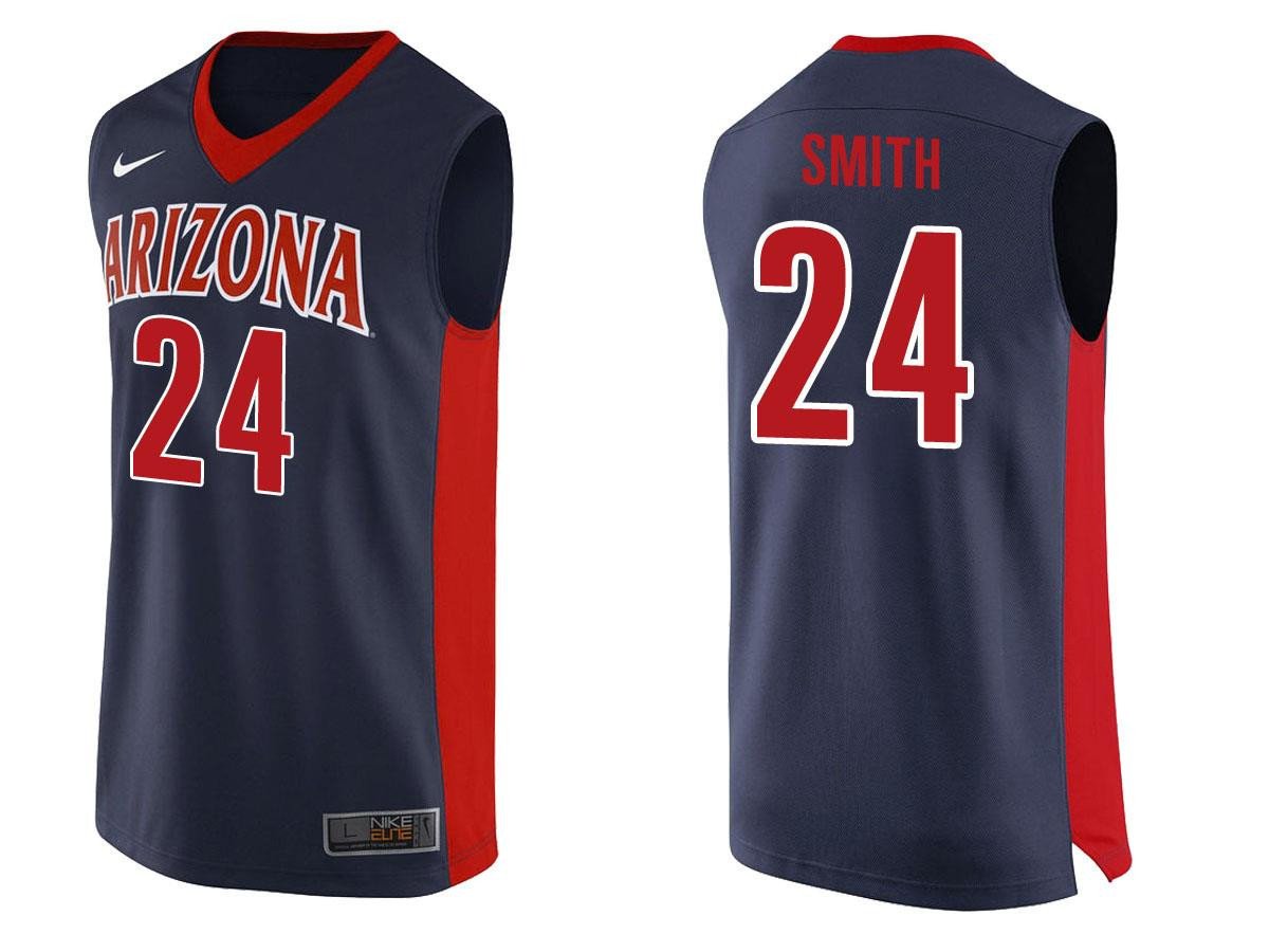 Male Ray Smith 24 Arizona Wildcats Navy College Team Basketball Performance Jersey