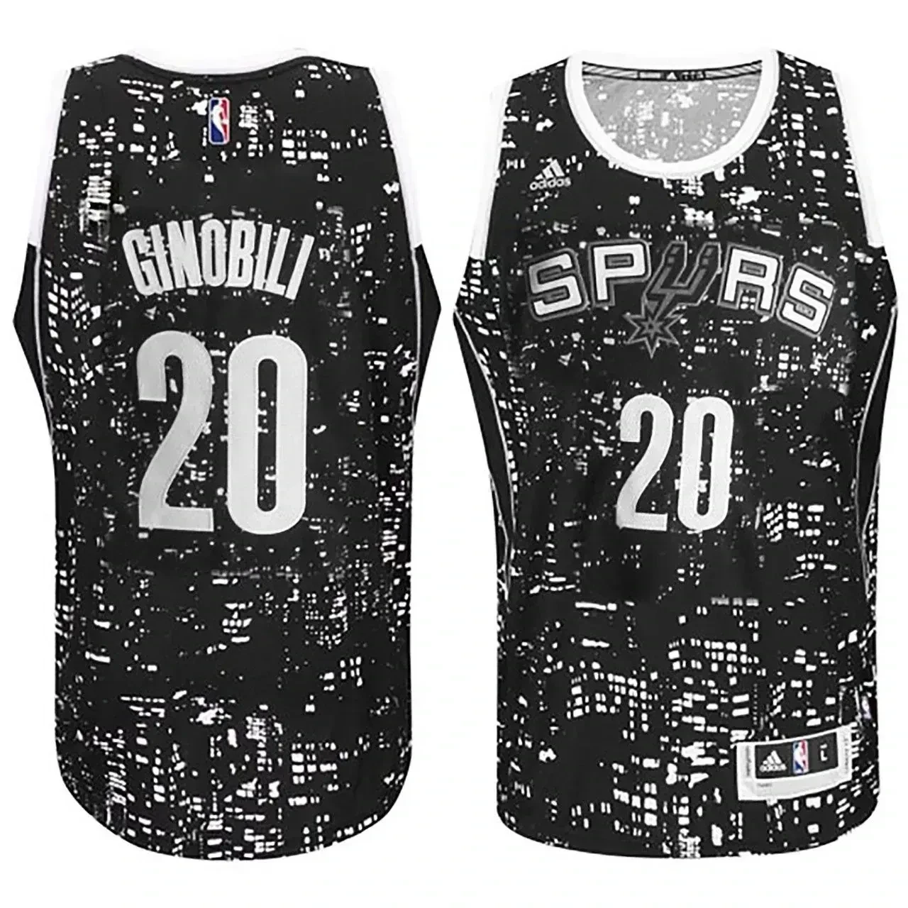 Male San Antonio Spurs 20 Manu Ginobili City Lights Black Swingman Jersey