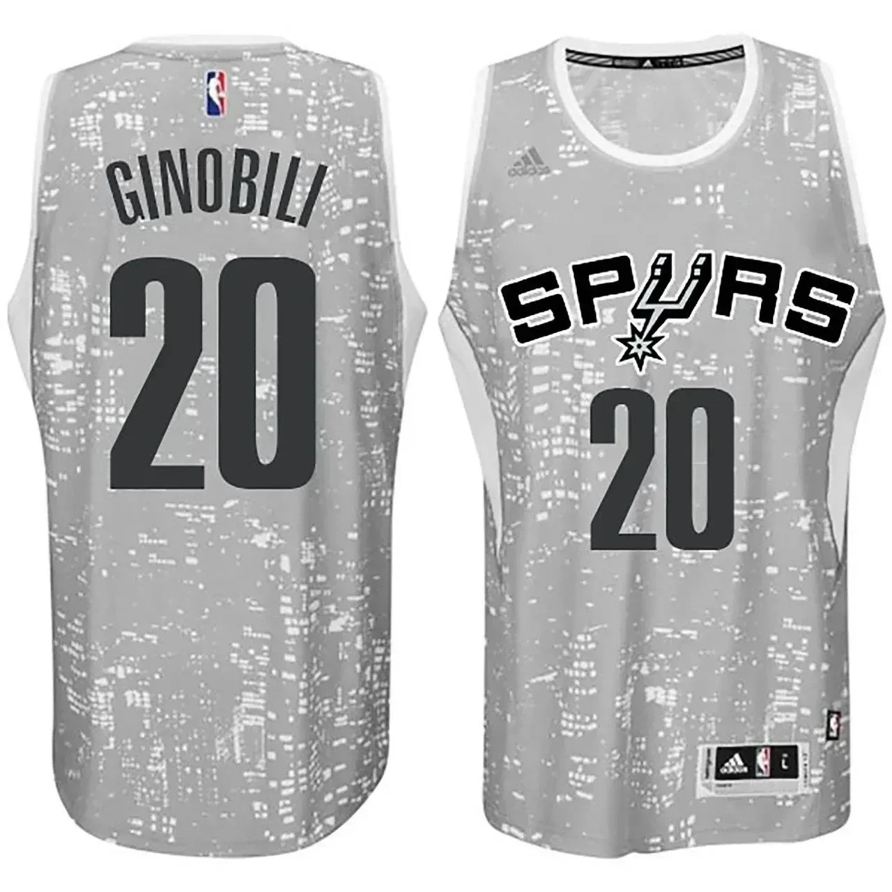 Male San Antonio Spurs 20 Manu Ginobili City Lights Gray Swingman Jersey