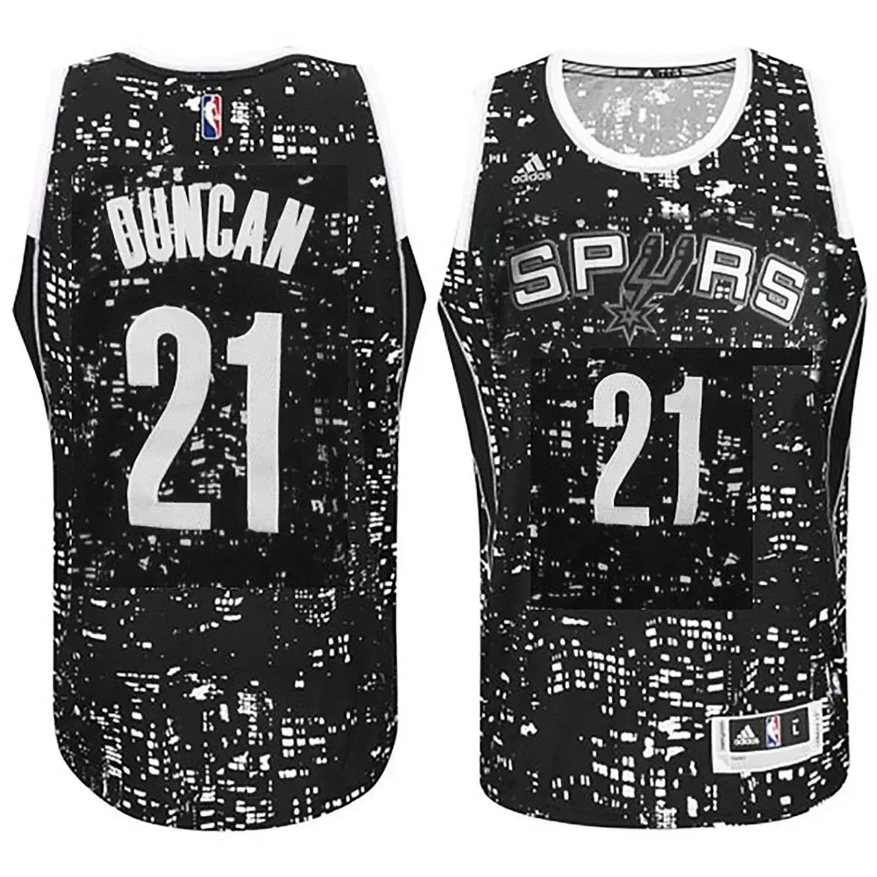 Male San Antonio Spurs 21 Tim Duncan City Lights Black Swingman Jersey