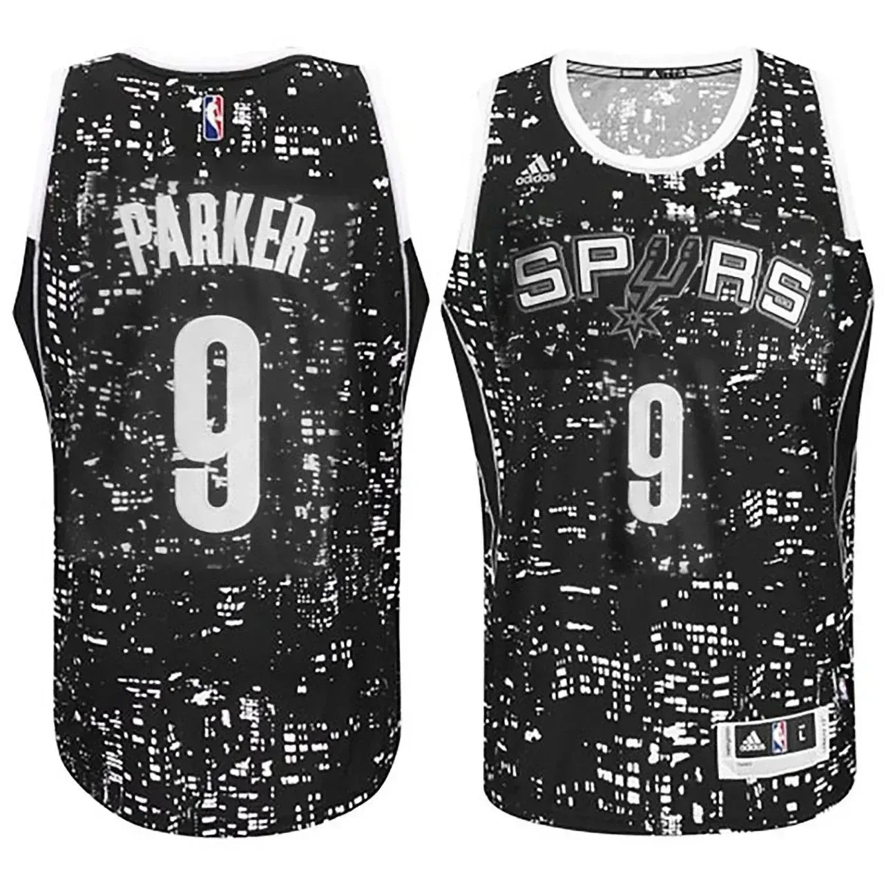 Male San Antonio Spurs 9 Tony Parker City Lights Black Swingman Black Jersey